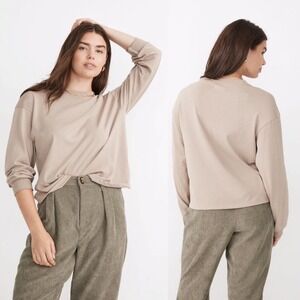 Madewell Supima Cotton Essential Long Sleeve Tee XL Coastal Stone Minimalist